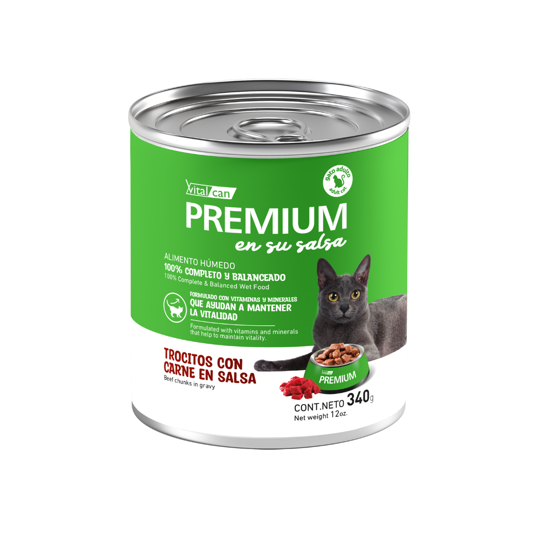 Vitalcan Wet - Gatos - Premium Adulto - Carne - Lata
