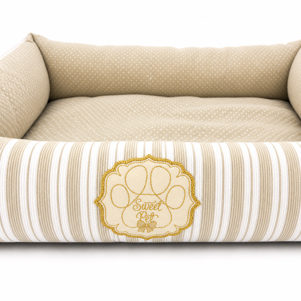 Sweet Pet - Cama Hipoalergénica Rayas Beige