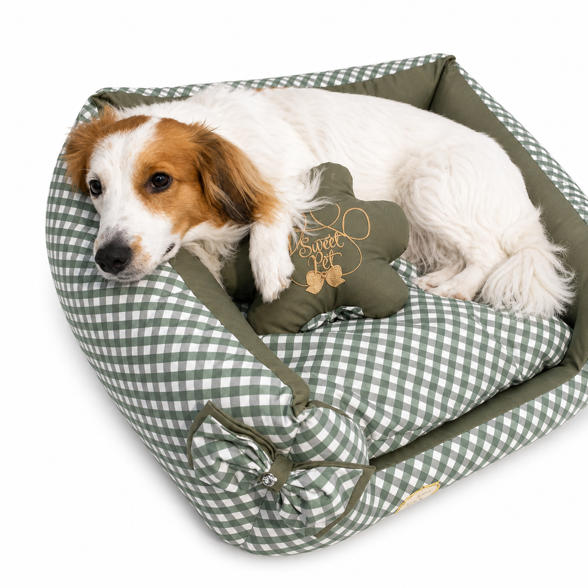 Sweet Pet - Cama Hipoalergénica Monalisa Ajedrez Verde
