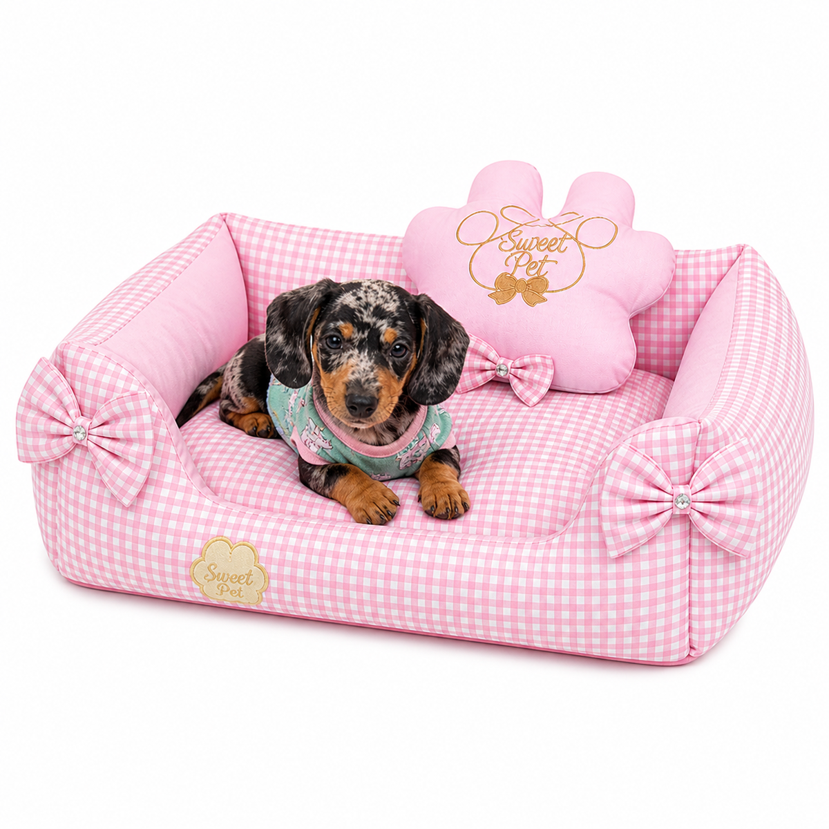 Sweet Pet - Cama Hipoalergénica Monalisa Ajedrez Rosa