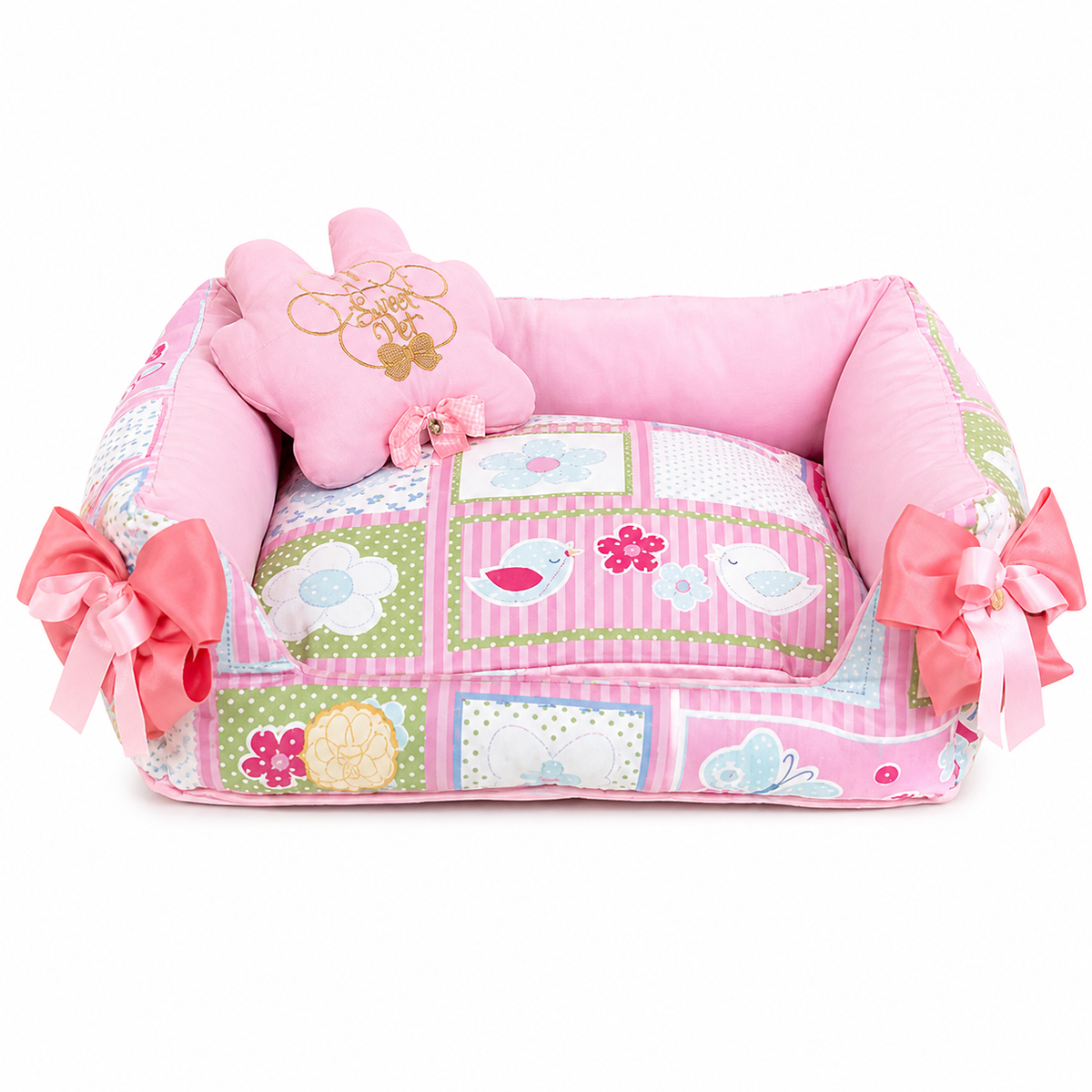 Sweet Pet - Cama Hipoalergénica Pajaros Rosa