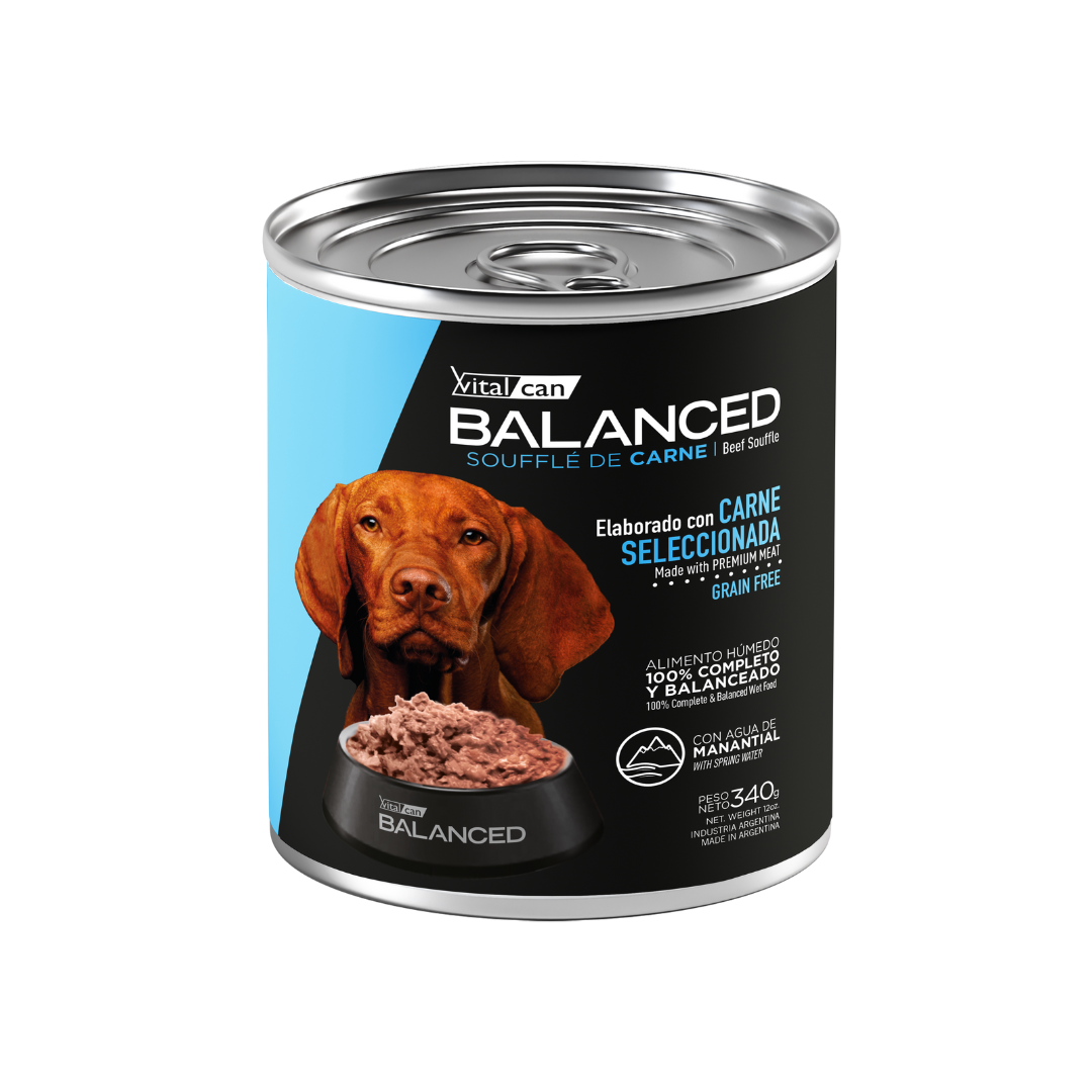 Vitalcan Wet - Perros - Balanced Souffle Adultos - Carne - Lata