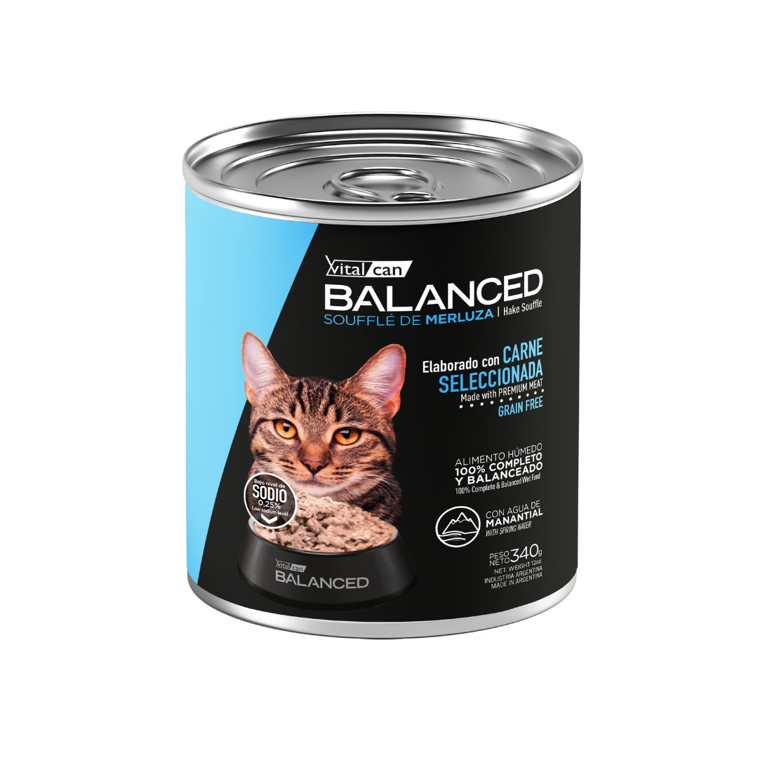 Vitalcan Wet - Gatos - Balanced Souffle Adultos - Merluza - Lata