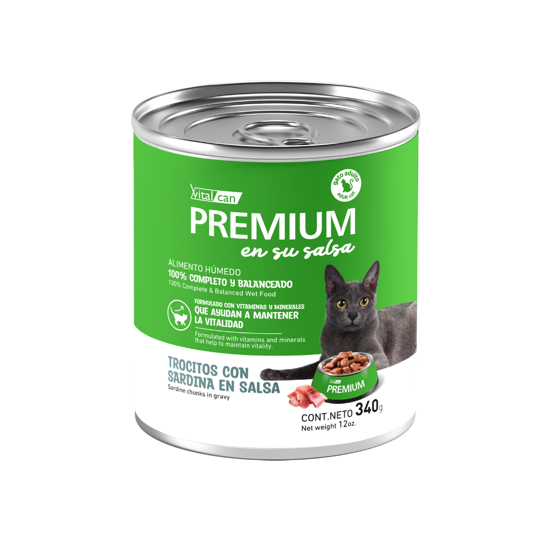 Vitalcan Wet - Gatos - Premium Adulto - Sardina - Lata