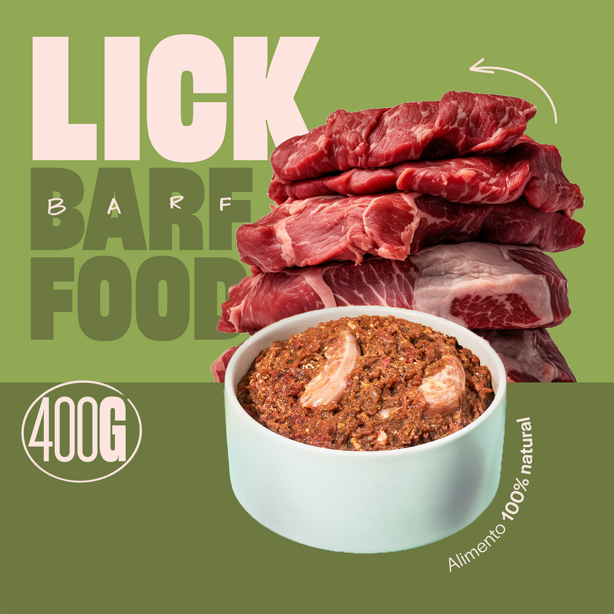Barf Lick Alimento Natural - Perros - 400 gramos