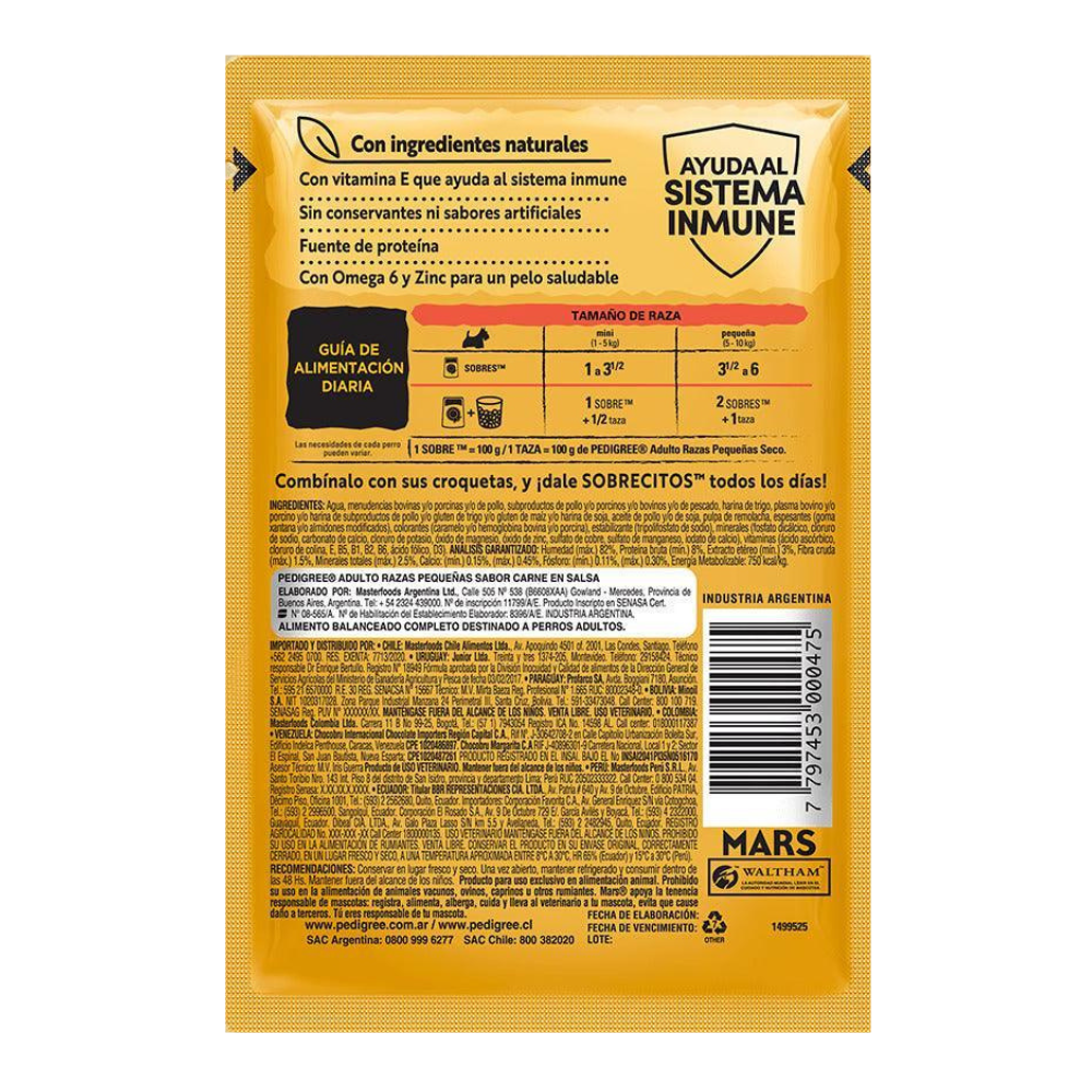 Pedigree - Perros Adultos Pequeños - Carne - Pouch